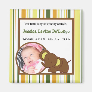 2 "x2" Aankondiging Magneet Oerwoud Baby's Dieren