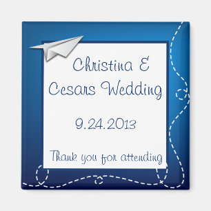 2 "x2" aankondiging magneet papier vliegtuig blauw