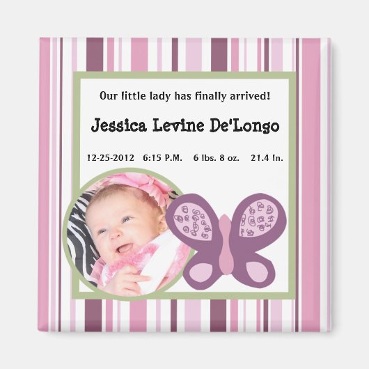 2 "x2" aankondiging magneet suiker pruim vlinder (Voorkant)