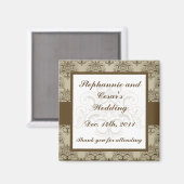 2 "x2" aankondiging magneet Tanish bruin Damask (Voorkant / Achterkant)