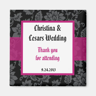 2 "x2" aankondiging magneet zwart bloemenheet roze