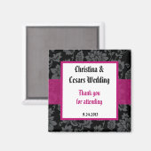 2"x2" Aankondigingmagneet Zwart Bloem Hot Roze Magneet (Voorkant / Achterkant)