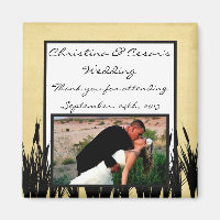 2"x2" Aankondigingsmagneet Cattail/Libel Silhouet