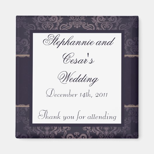 2 "x2" aankondigingsmagneet diep Paarse Damask Magneet (Voorkant)
