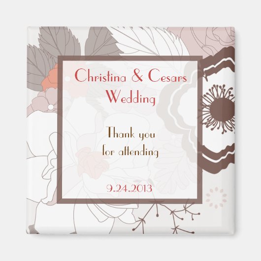 2"x2" Aankondigingsmagneet Koraal Roze Bruine Bloe Magneet (Voorkant)