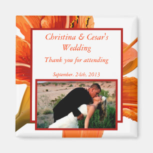 2"x2" Aankondigingsmagneet Oranje Tijgerlelie m/Ko Magneet