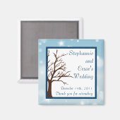 2"x2" Aankondigingsmagneet Twinkelende Sneeuw / Bo Magneet (Voorkant / Achterkant)