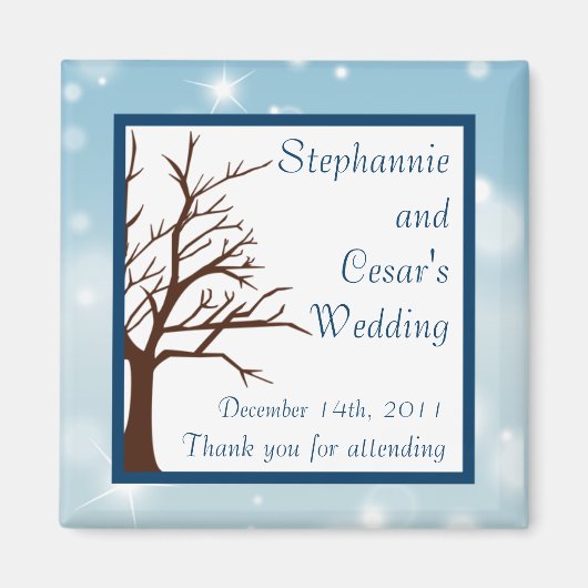 2"x2" Aankondigingsmagneet Twinkelende Sneeuw / Bo Magneet (Voorkant)