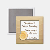 2"x2" Aankondigingsmagneet Zeeoren op Zandstrand Magneet (Voorkant / Achterkant)