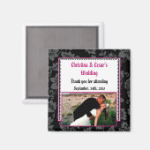 2"x2" Aankondigingsmagneet Zwart Bloemmotief Roze Magneet (Voorkant / Achterkant)