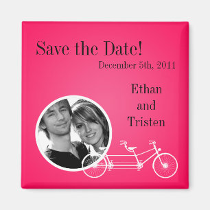 2"x2" Enregistrer la date Magnet Hot Pink Double V