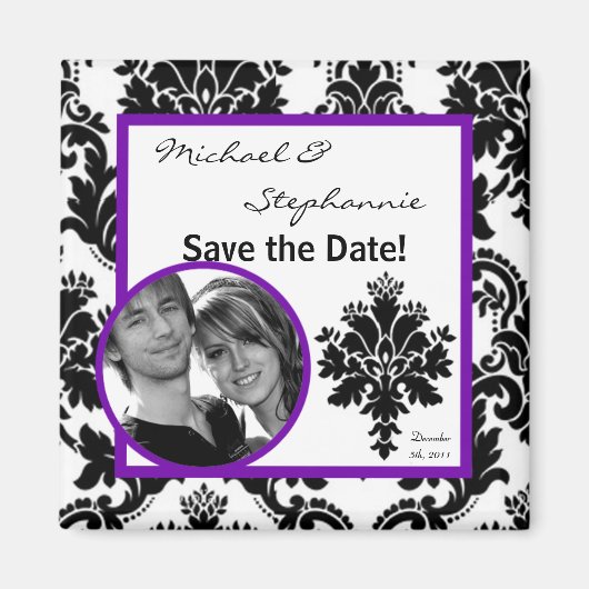 2"x2" Enregistrer la date Magnet noir pourpre Dama (Devant)
