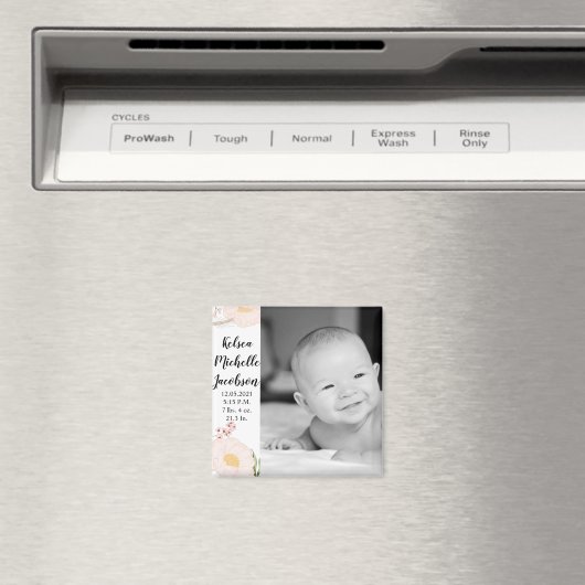 2"x2" Faire-part de naissance Magnet Baby Cosmos r (In Situ (Lave-vaisselle))