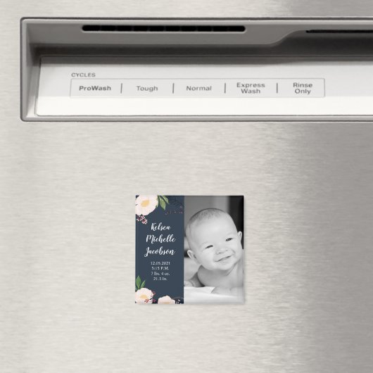 2"x2" Faire-part de naissance Magnet Baby Cosmos r (In Situ (Lave-vaisselle))