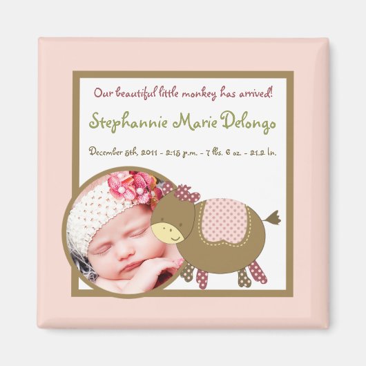 2"x2" Faire-part Magnet Abby's Farm Rose Girly (Devant)