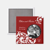 2 "x2" Favor Magneet Crimson Rood Bloemen Filigraa (Voorkant / Achterkant)