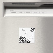 2 "x2" Favor Magnet Zwart Wit Bloemen Filigraan Magneet (Insitu (Vaatwasser))