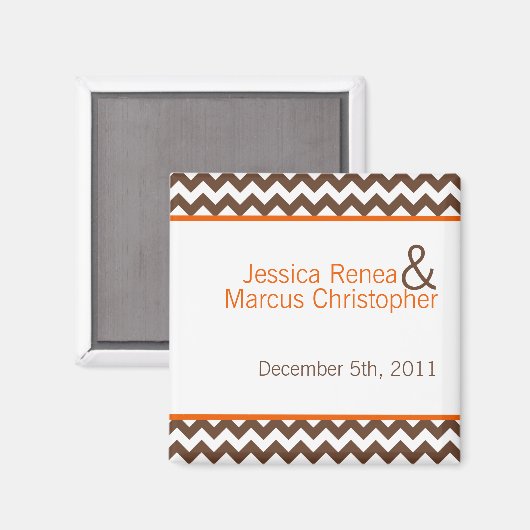 2 "x2" Favoriet Magneet Bruin Sinaasappel Chevron (Voorkant / Achterkant)