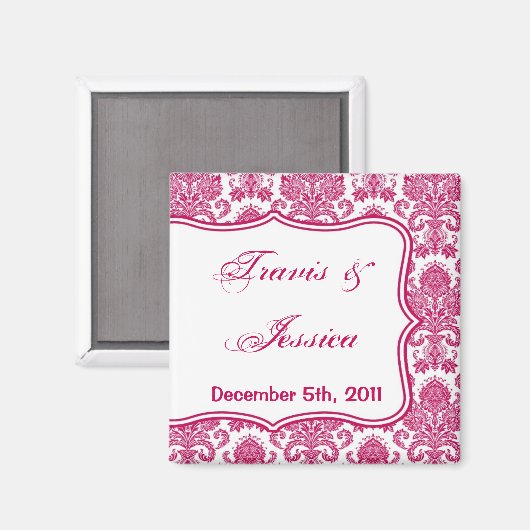 2 "x2" Favoriet Magneet Fusia Wit Damast Kant Prin (Voorkant / Achterkant)