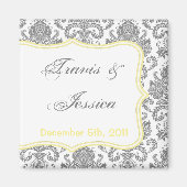 2"x2" Favoriser Aimant gris jaune Damas Lace Impri (Devant)