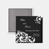 2"x2" Favoriser Aimant noir blanc floral Filigree (Recto/Verso)