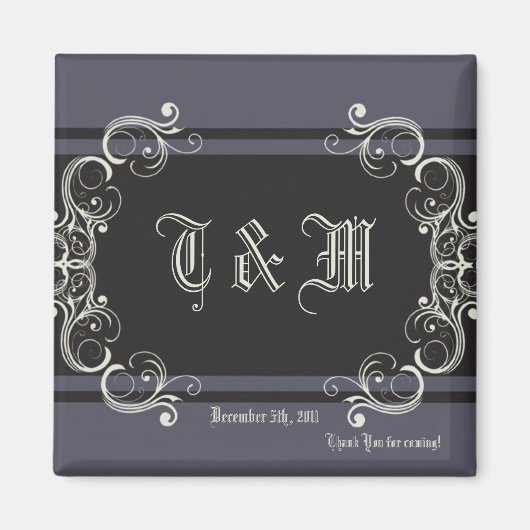 2"x2" Favoriser Magnet Black Cravate Affair Filigr (Devant)