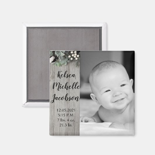 2 "x2" Geboorte Aankondiging Magneet Katoen Plant (Voorkant / Achterkant)