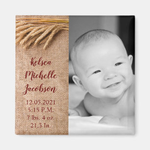 2"x2" Geboorte Aankondiging Magneet Tarwe op Burla