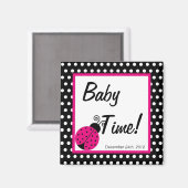 2"x2" Magnet Favoriser Black Spring Time Lady Bug (Recto/Verso)