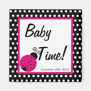 2"x2" Magnet Favoriser Black Spring Time Lady Bug