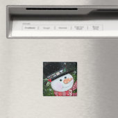 2 "x2" Patchwork Snowman Square Magnet Magneet (Insitu (Vaatwasser))