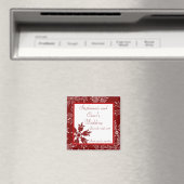 2"x2" reclame magneet Kerstmis Rood Sneeuwvlokken (Insitu (Vaatwasser))