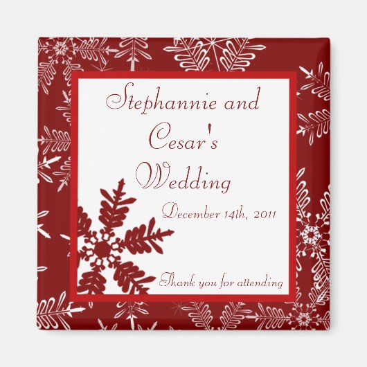 2"x2" reclame magneet Kerstmis Rood Sneeuwvlokken (Voorkant)