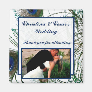 2"x2" reclame magneet pauw veren blauw/gr