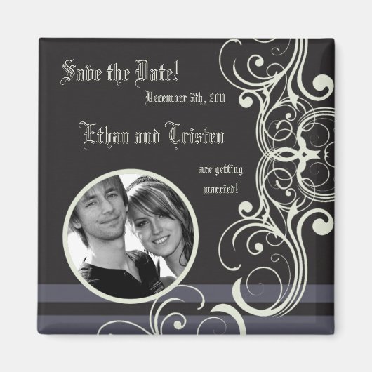 2 "x2" Save the Date Magnet Black Stropdas Affair Magneet (Voorkant)