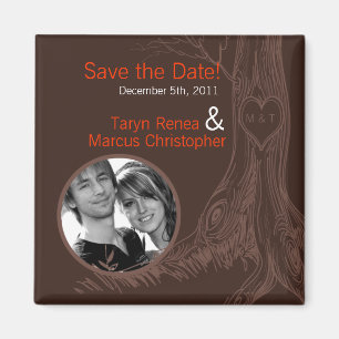 2 "x2" Save the Date Magnet Herfst Tree Initiaal C Magneet