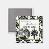 2 "x2" Sla de Datummagneet Zwart Groen Damask op Magneet (Voorkant / Achterkant)