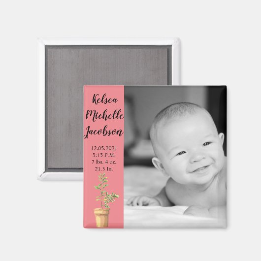 2 x 2 jaar geboorteaankondiging Magnet Bohemian Ca Magneet (Voorkant / Achterkant)