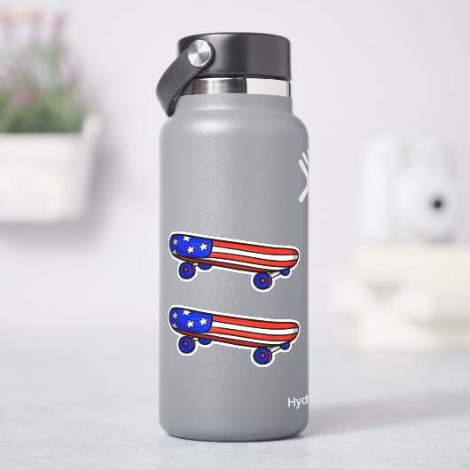 2 x 4th July Skateboard 4" Kiss Cut Vinyl Sticker (HydroFlask)