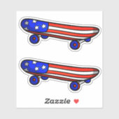 2 x 4th July Skateboard 4" Kiss Cut Vinyl Sticker (Feuille)