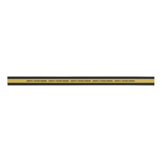 2 yard aangepaste tekst zwart goud gestreept lint (Voorkant)