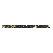 2 Yds Black Gold NYE Sparkly Stars 1,5-in Lint (Voorkant)
