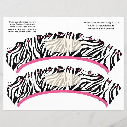 2  Zebra ontwerp Aangepaste Cupcake Verpakkingen Flyer (Voorkant)