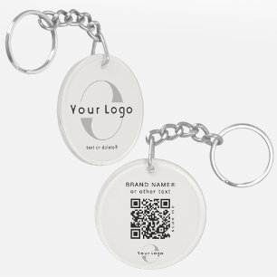 2 zijdelings Logo QR Code op Van witte Bedrijfs Be Sleutelhanger