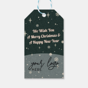 2 zijden Bedrijfs Logo en QR code Groene Kerstmis Cadeaulabel