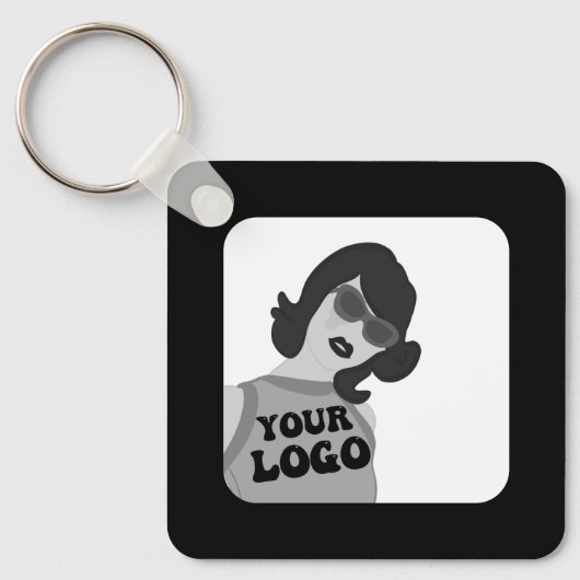 2 zijden Uw Logo + QR-code Eenvoudige zakelijke Ka Sleutelhanger (Voorkant)