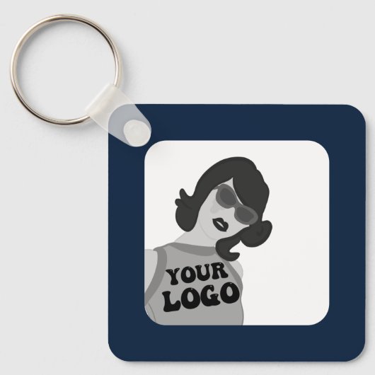 2 zijden Uw Logo + QR-code Eenvoudige zakelijke Ka Sleutelhanger (Voorkant)