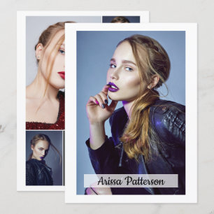 2-zijdig 5-fotomodel speler 5.5x7.5 Comp/Zed-kaart Kaart