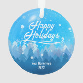 2-zijdig aangepast blauw sneeuw en bosrijke kerst ornament (achterkant)