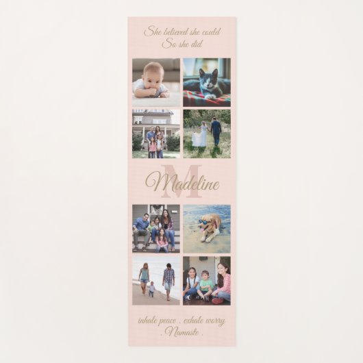 2-zijdig aangepaste mantra blush en gouden monogra yogamat (Voorkant)